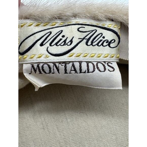 Vintage Montaldo’s Miss Alice Mink Style Fur Pillbox Hat 50s 60s Blonde Luxury - Picture 7 of 9